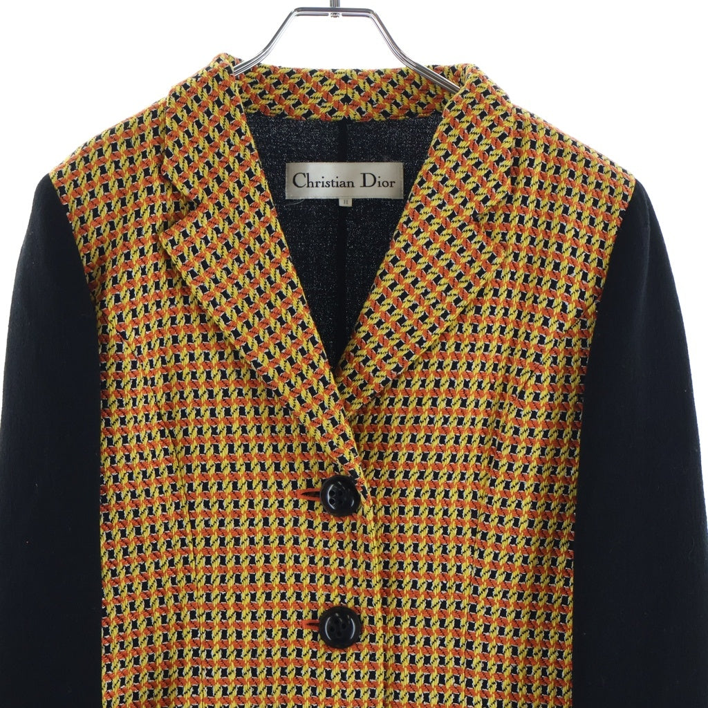 Christian Dior(クリスチャンディオール) ■切り替えデザインツイードテーラードジャケット ヴィンテージ イエロー#11 レディース