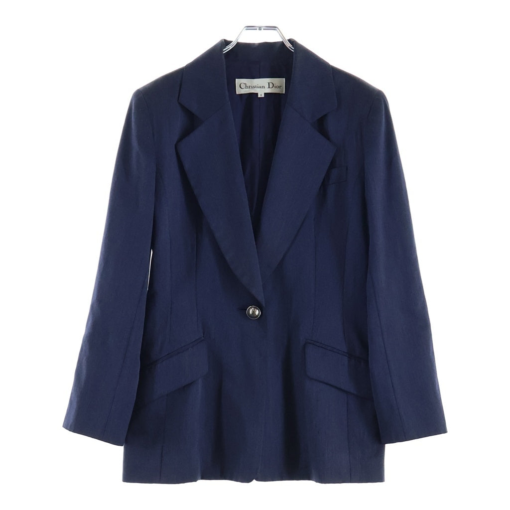 Christian Dior(クリスチャンディオール) ■シルク混ウール1Bテーラードジャケット ネイビー #M レディース
