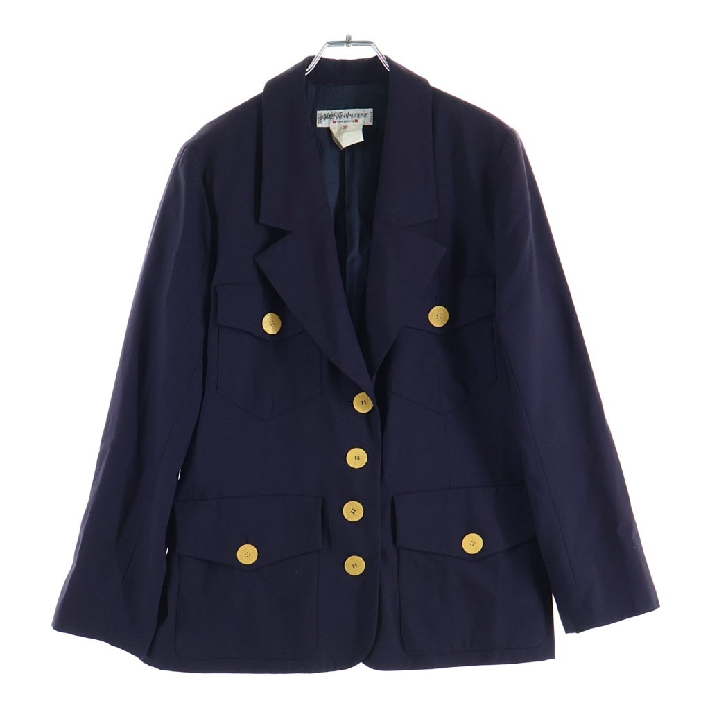 YVES SAINT LAURENT(イヴサンローラン) ゴールドボタン4ポケットジャケット ネイビー レディース