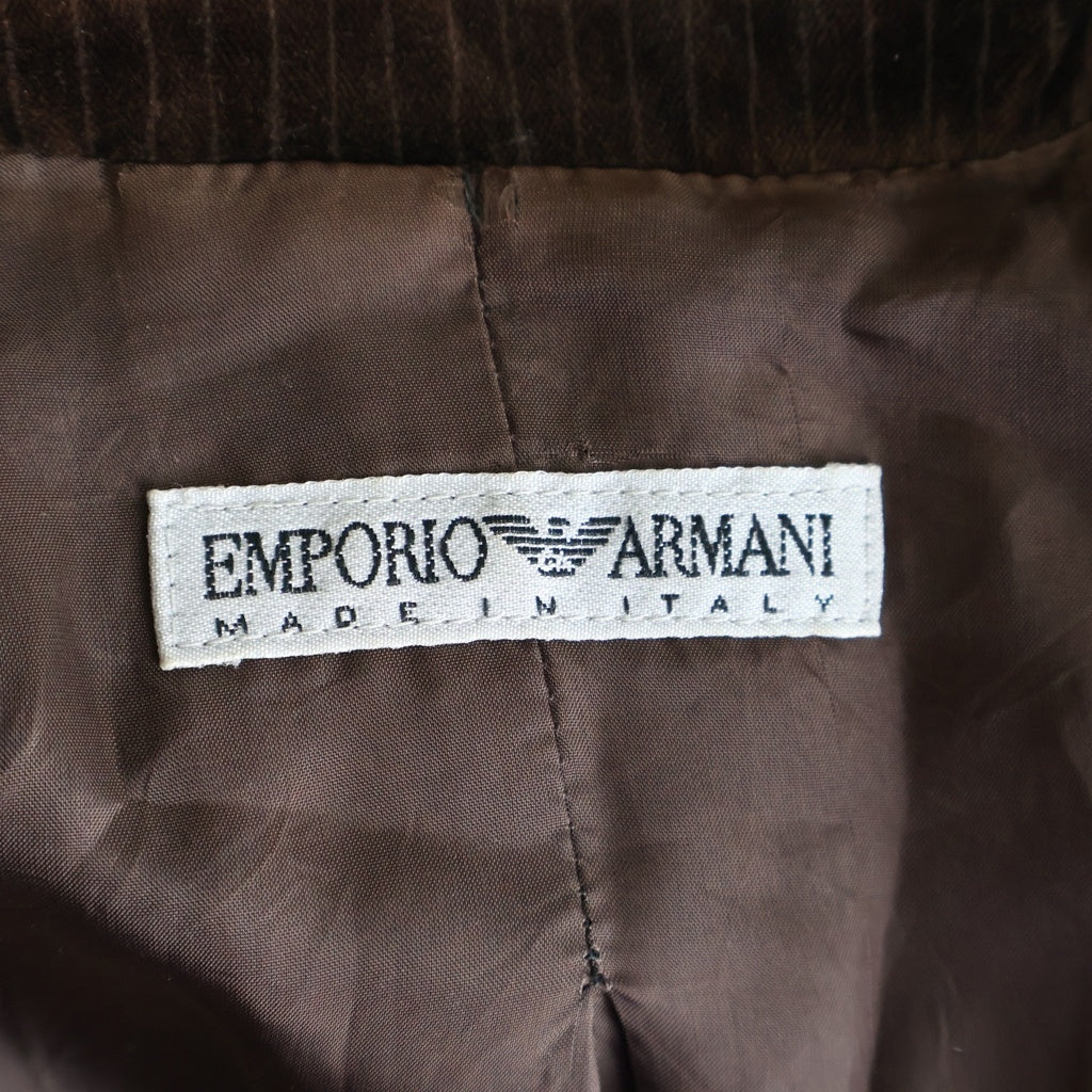 EMPORIO ARMANI(エンポリオアルマーニ) ■ストライプベロア セットアップ ジャケット パンツ ブラウン #38 レディース