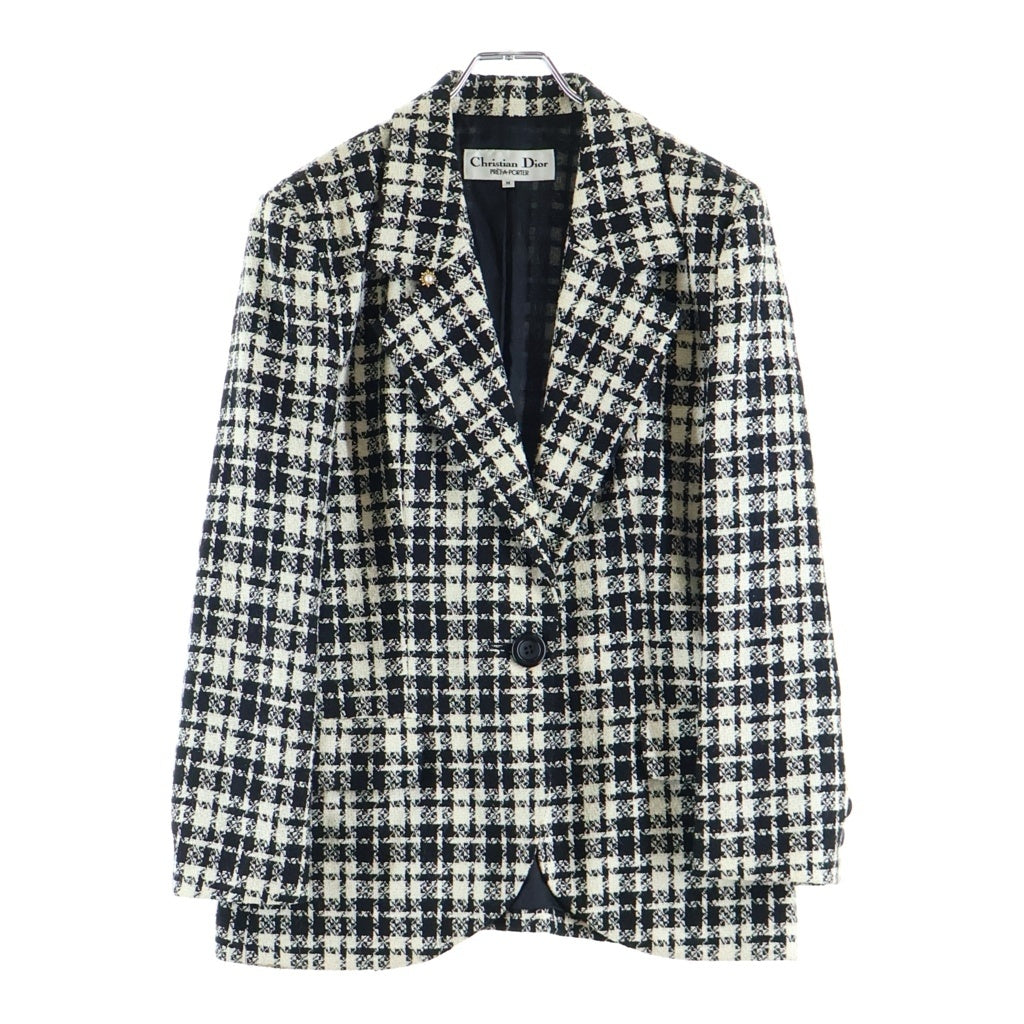 Christian Dior(クリスチャンディオール) ツイード1Bジャケット ブラック/ホワイト レディース