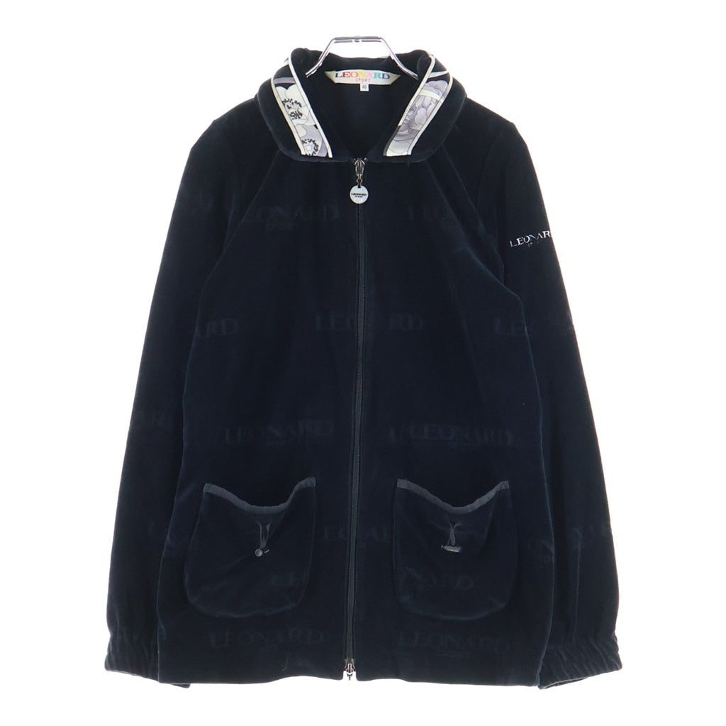 LEONARD(レオナール) SPORT ロゴジャガードベロアトラックジャケット ブラック #40 レディース