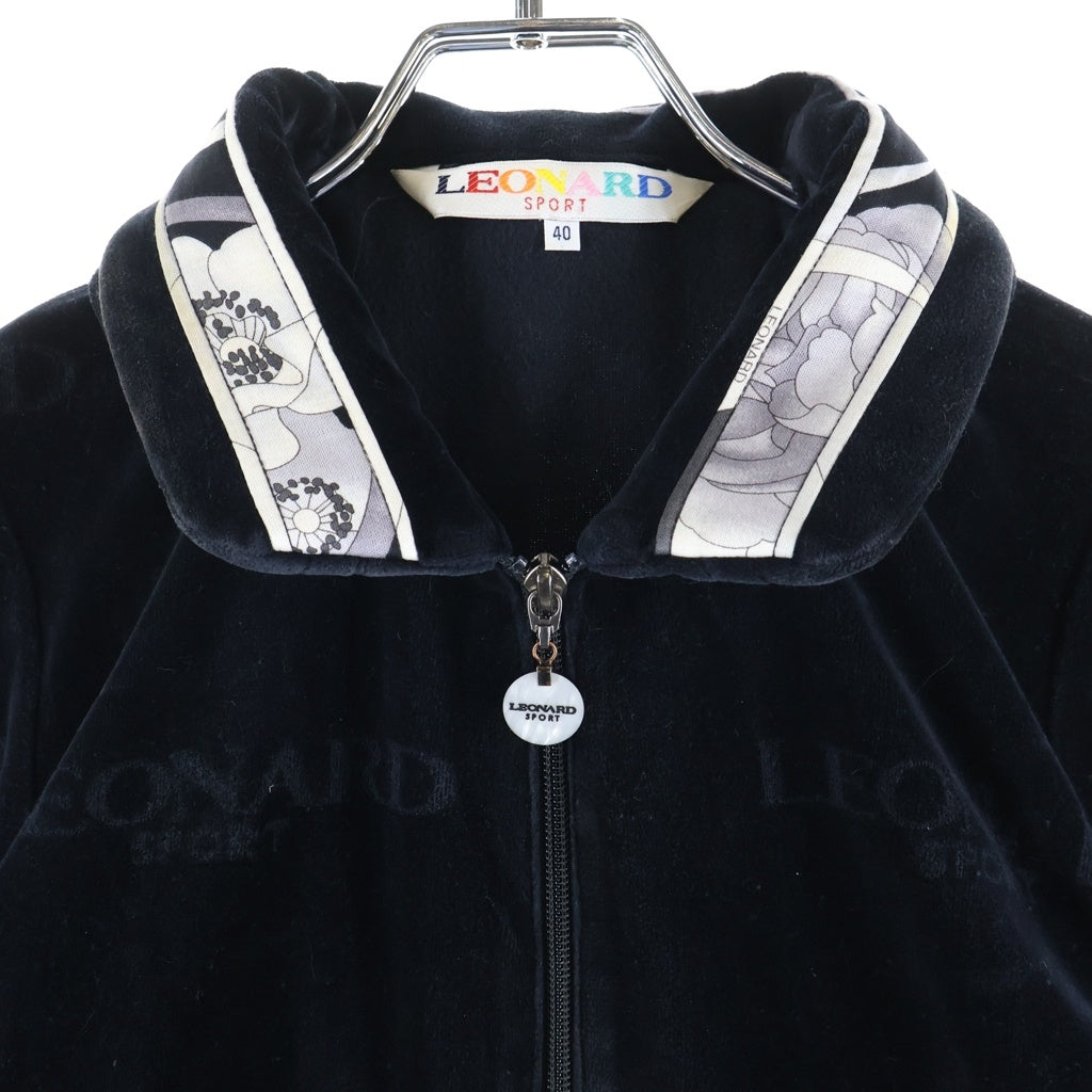 LEONARD(レオナール) SPORT ロゴジャガードベロアトラックジャケット ブラック #40 レディース