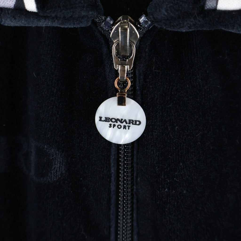 LEONARD(レオナール) SPORT ロゴジャガードベロアトラックジャケット ブラック #40 レディース