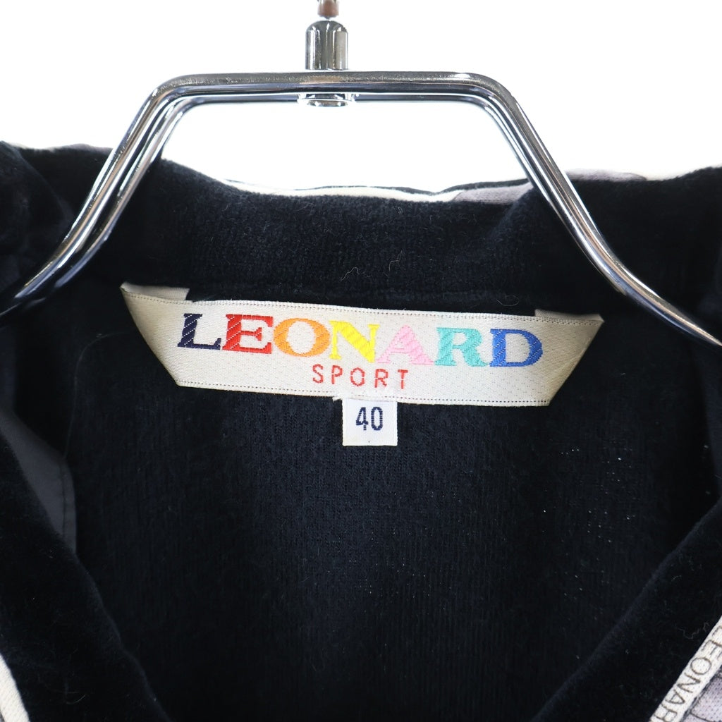 LEONARD(レオナール) SPORT ロゴジャガードベロアトラックジャケット ブラック #40 レディース