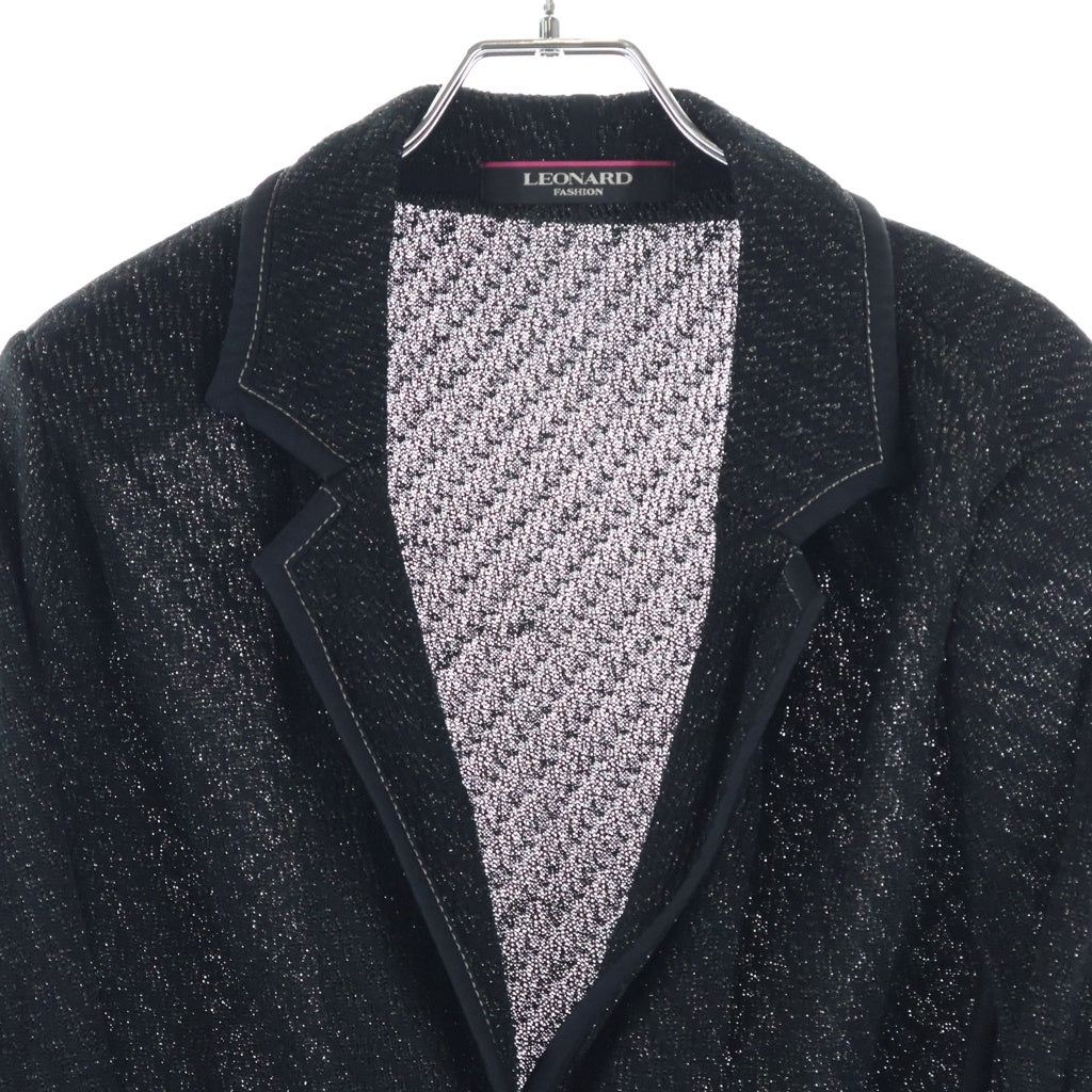 LEONARD(レオナール) ラメニット シルクレーヨンジャケット ブラック #LL レディース