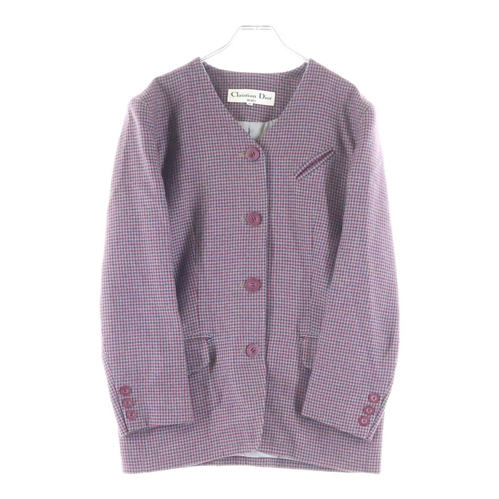 Christian Dior(クリスチャンディオール) スポーツ 千鳥柄ノーカラージャケット レッド #M レディース