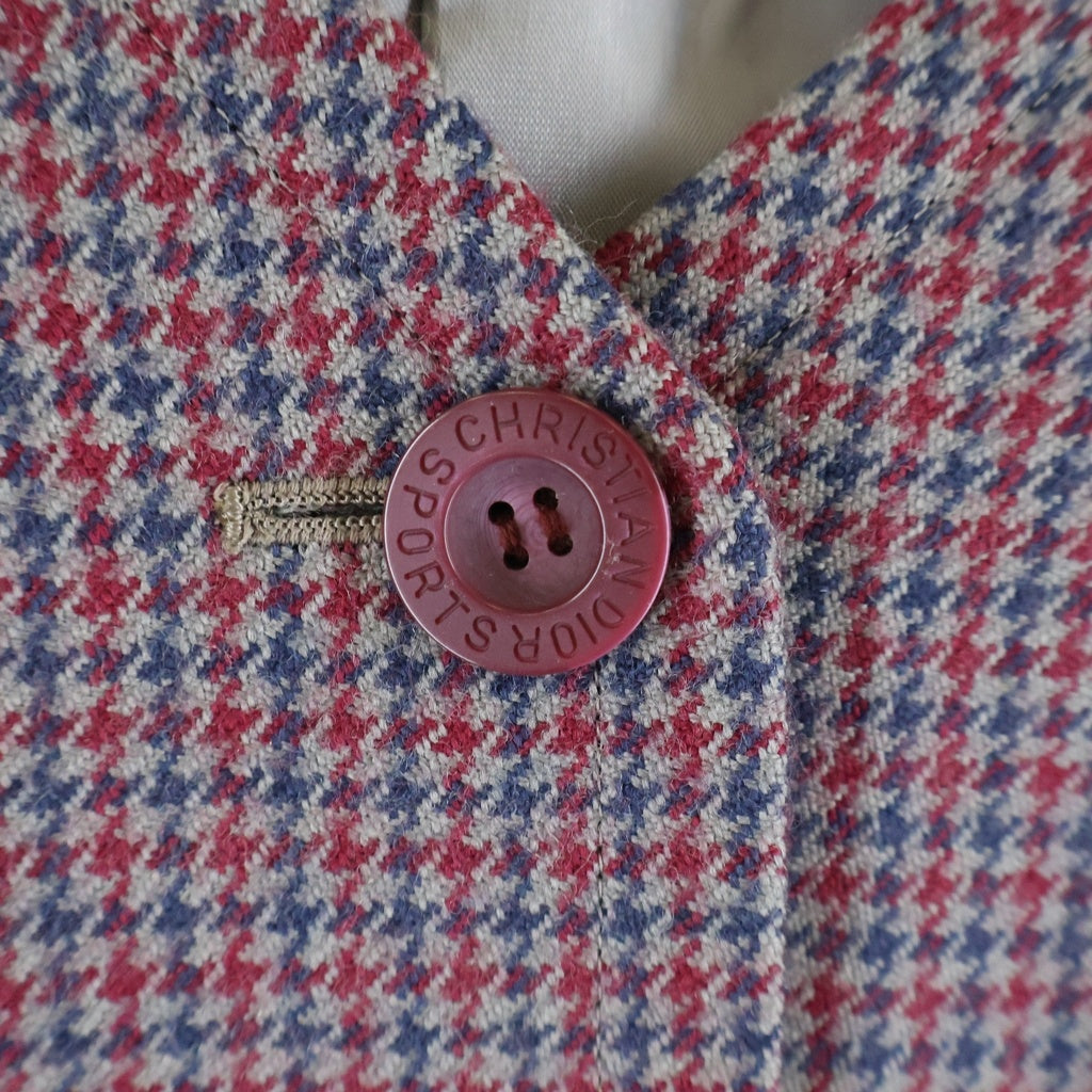 Christian Dior(クリスチャンディオール) スポーツ 千鳥柄ノーカラージャケット レッド #M レディース