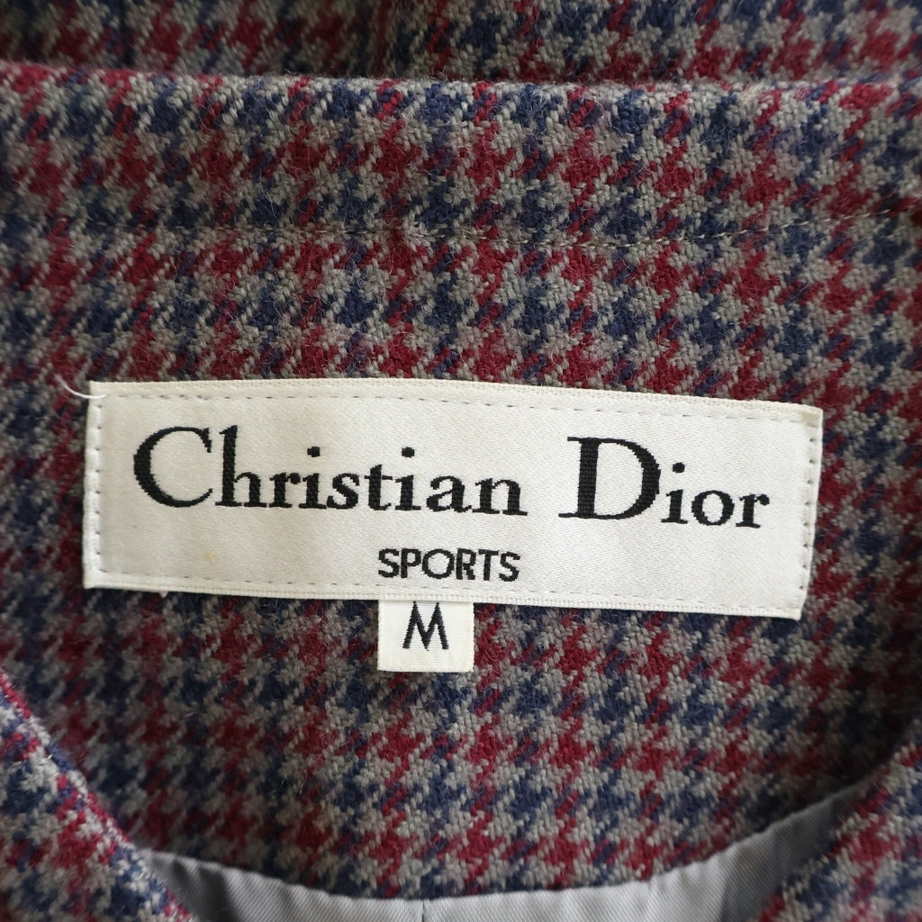 Christian Dior(クリスチャンディオール) スポーツ 千鳥柄ノーカラージャケット レッド #M レディース