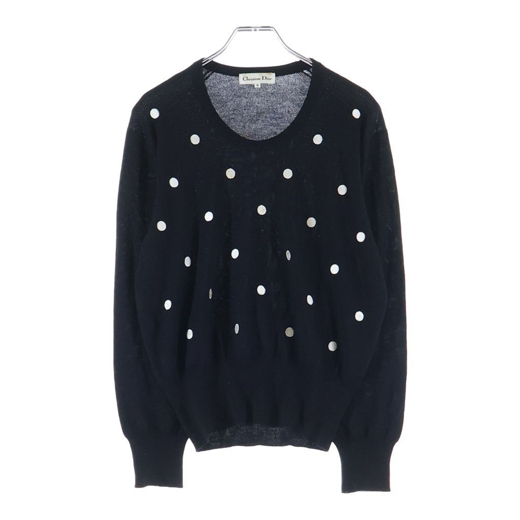 Christian Dior(クリスチャンディオール) ドット刺繍ニットセーター ブラック #M レディース