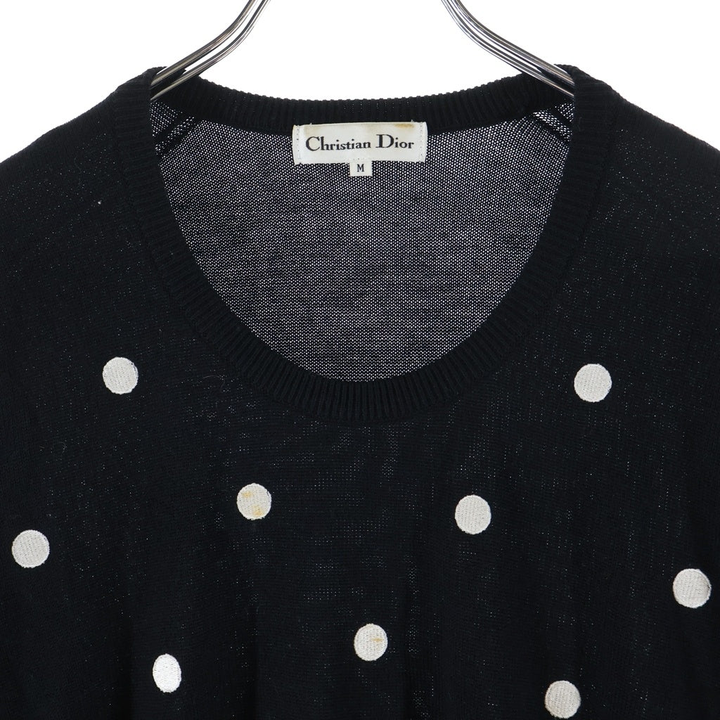 Christian Dior(クリスチャンディオール) ドット刺繍ニットセーター ブラック #M レディース
