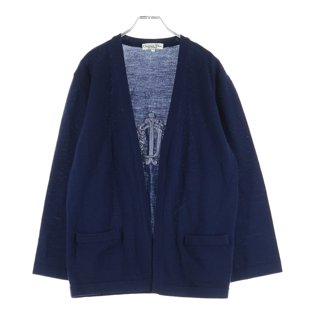 Christian Dior(クリスチャンディオール) バックエンブレム刺繍ウールニットカーディガン ネイビー #M レディース