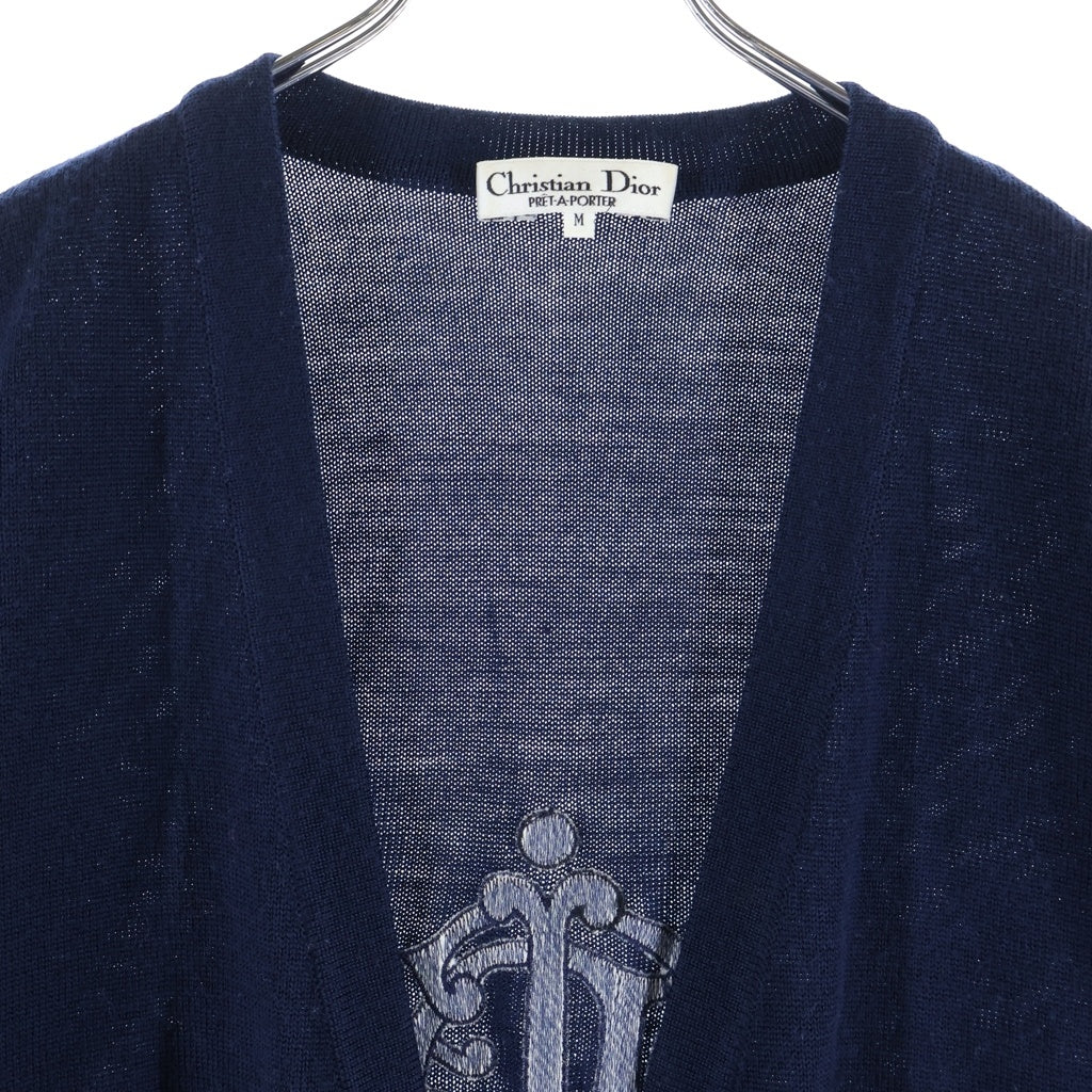 Christian Dior(クリスチャンディオール) バックエンブレム刺繍ウールニットカーディガン ネイビー #M レディース