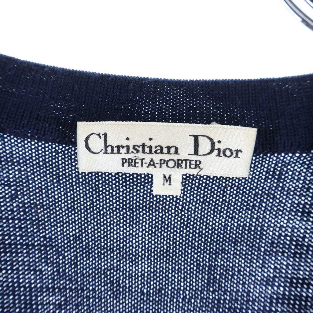 Christian Dior(クリスチャンディオール) バックエンブレム刺繍ウールニットカーディガン ネイビー #M レディース