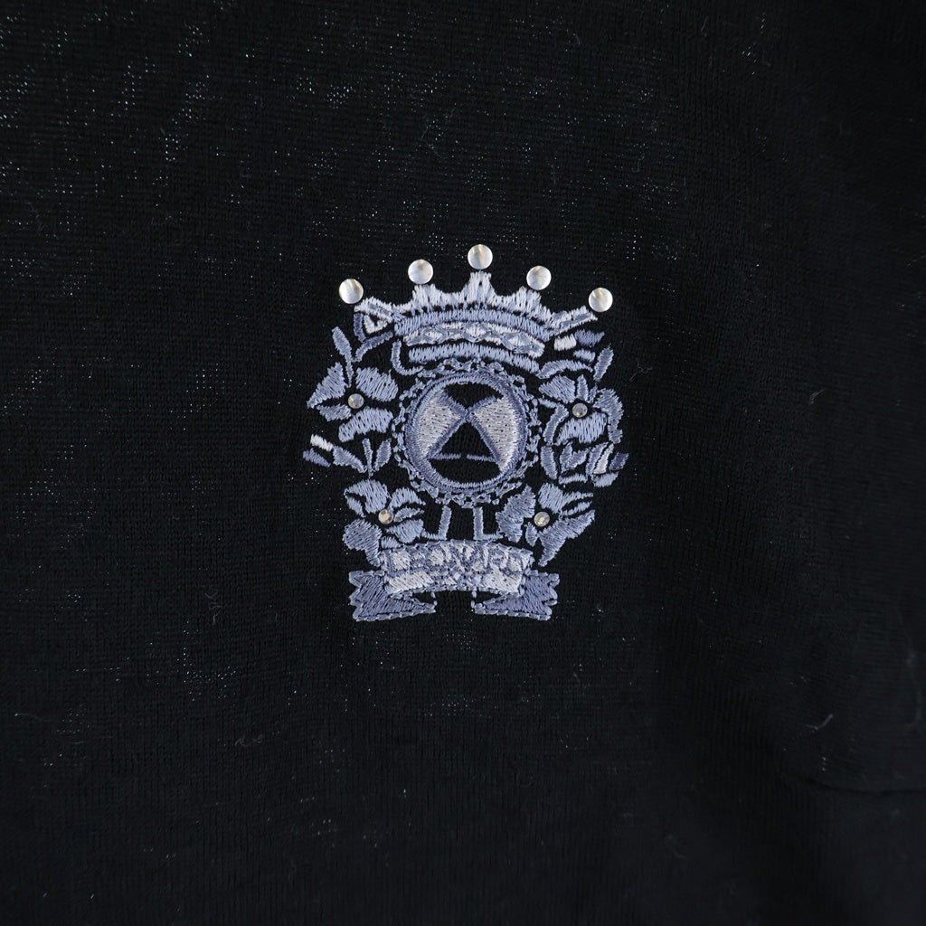LEONARD(レオナール) スポーツ ネックロゴエンブレム刺繍ウールニットセーター ブラック #40 レディース