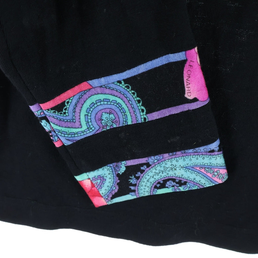 LEONARD(レオナール) スポーツ ネックロゴエンブレム刺繍ウールニットセーター ブラック #40 レディース