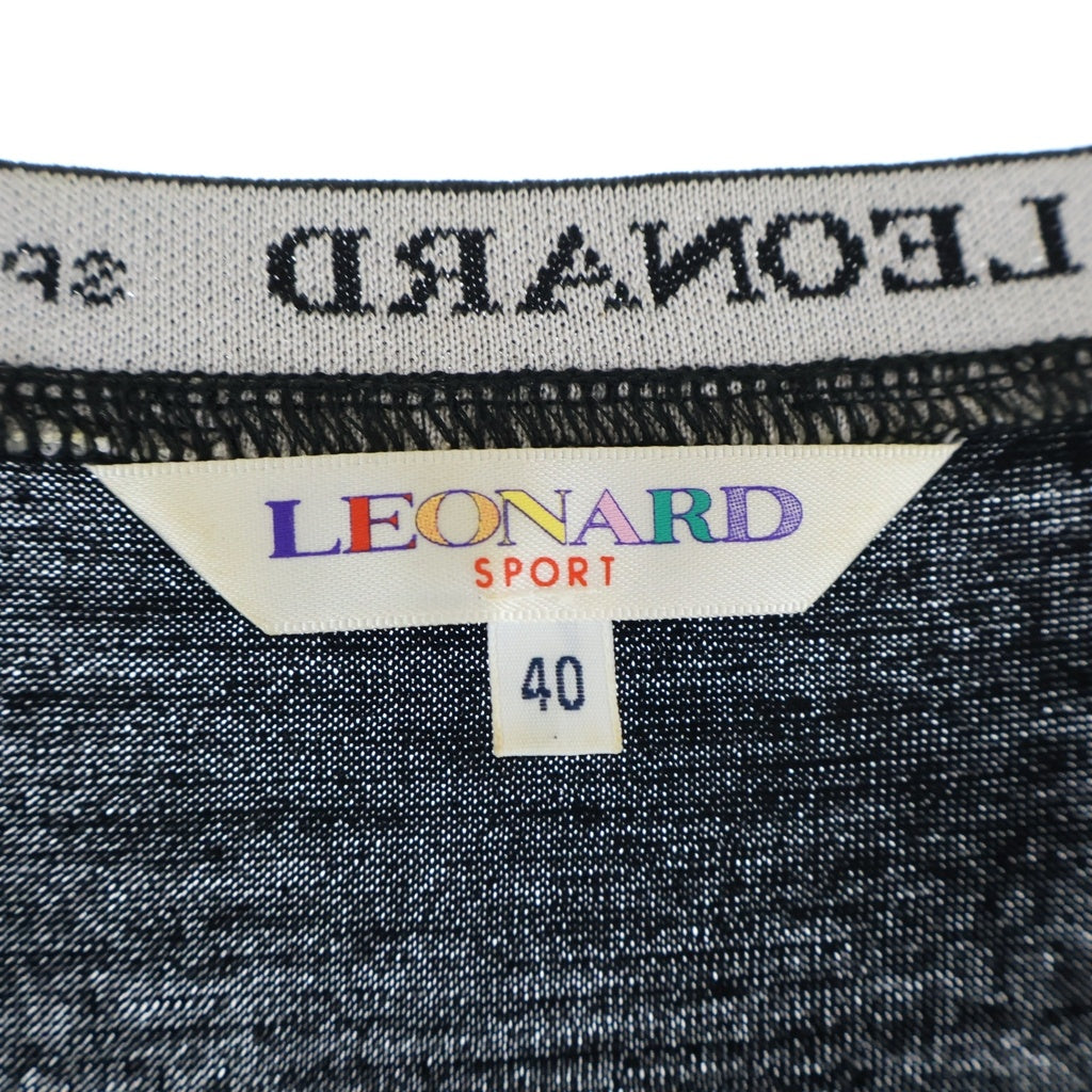 LEONARD(レオナール) スポーツ ネックロゴエンブレム刺繍ウールニットセーター ブラック #40 レディース