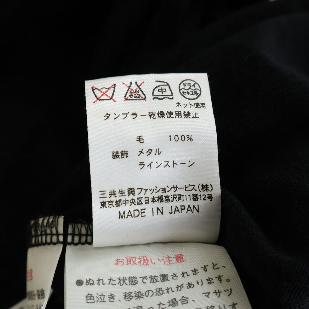 LEONARD(レオナール) スポーツ ネックロゴエンブレム刺繍ウールニットセーター ブラック #40 レディース