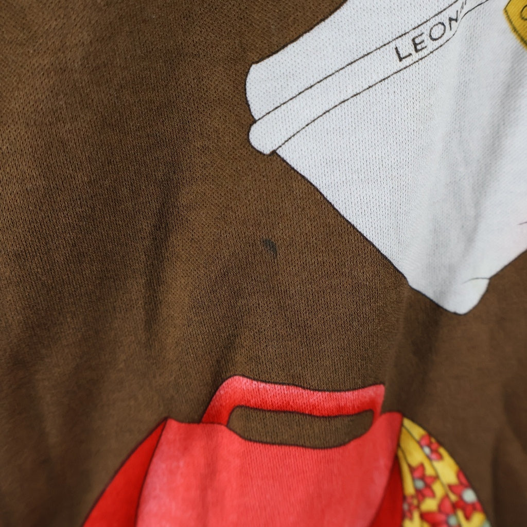 LEONARD(レオナール) スポーツ バッグ柄 長袖ポロシャツ ブラウン #L レディース