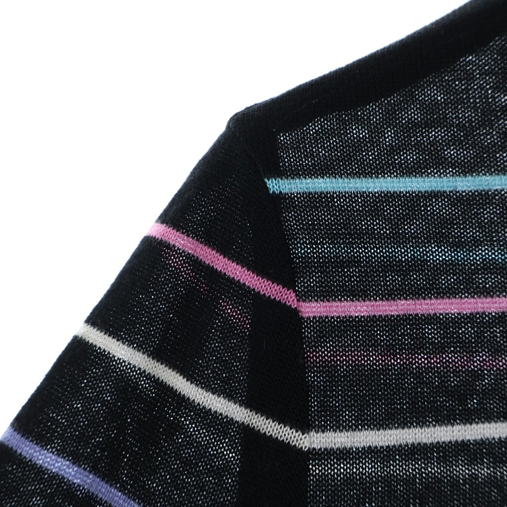 LEONARD(レオナール) スポーツ ボーダーバックロゴ刺繍長袖ニットセーター ブラック #38 レディース