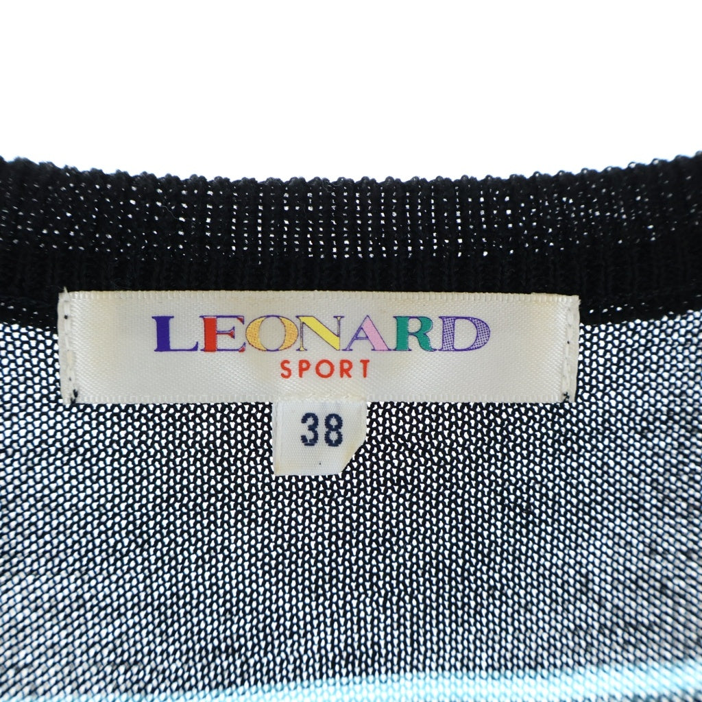 LEONARD(レオナール) スポーツ ボーダーバックロゴ刺繍長袖ニットセーター ブラック #38 レディース