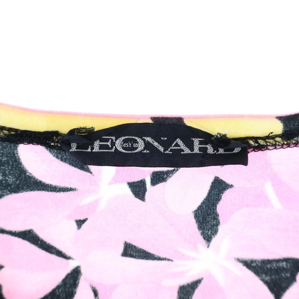 LEONARD(レオナール) ヘンリーネック半袖トップス ブラック レディース