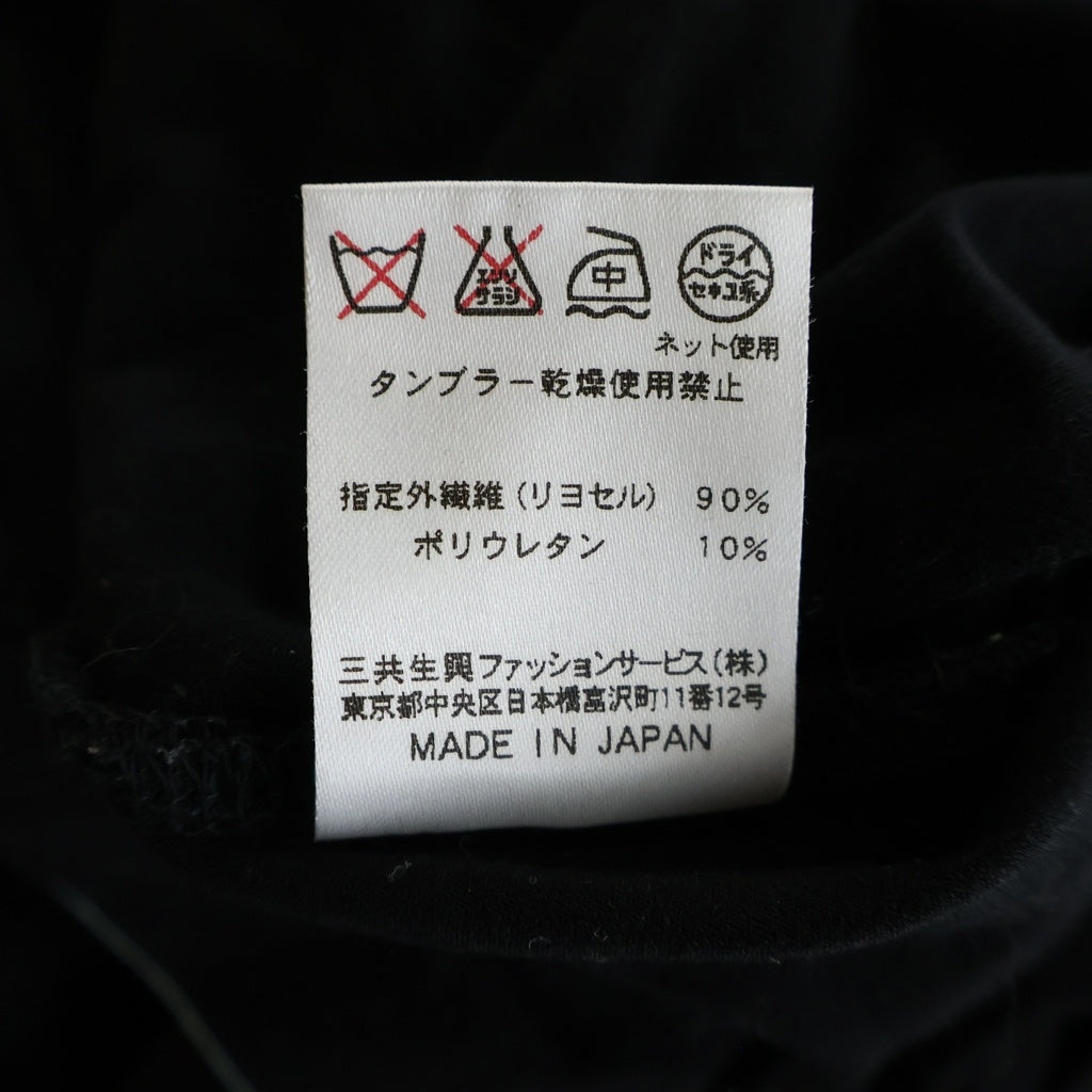 LEONARD(レオナール) スポーツ フラワートリム 花柄切り替えデザインスキッパーカラー半袖トップス ブラック #40 レディース