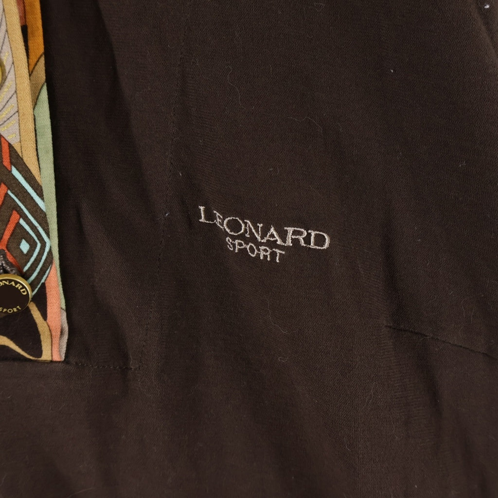 LEONARD(レオナール) スポーツ ロゴ刺繍 レイヤードハーフジップ長袖トップス ブラウン レディース