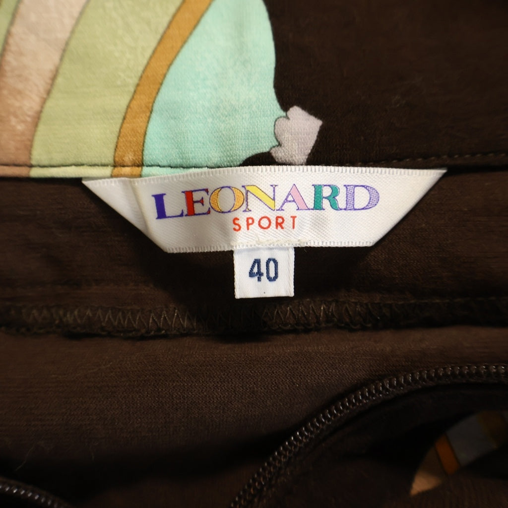 LEONARD(レオナール) スポーツ ロゴ刺繍 レイヤードハーフジップ長袖トップス ブラウン レディース