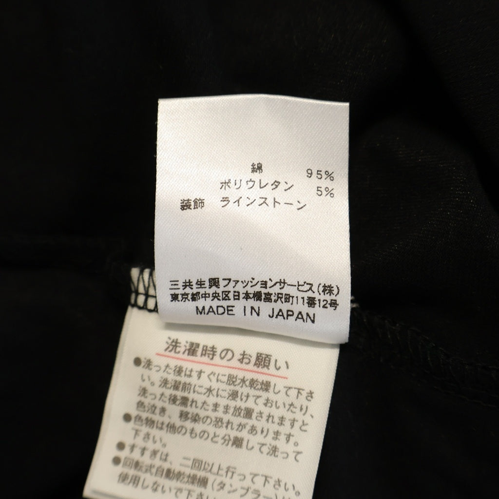LEONARD(レオナール) スポーツ ラインストーン装飾 パイピングフラワートリム半袖カットソー ブラック #40 レディース