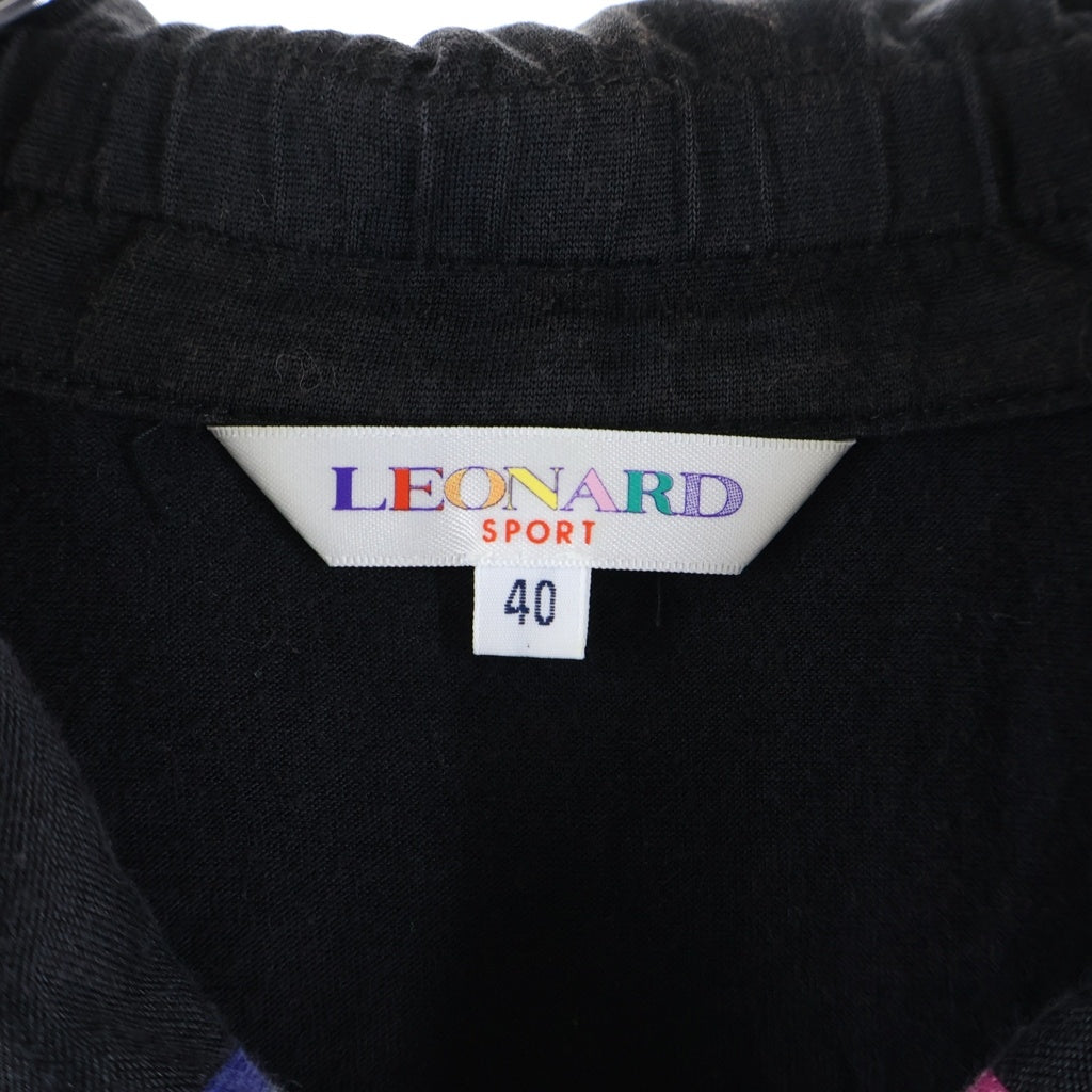 LEONARD(レオナール) SPORT セーラーカラー シルク混 ジップ カーディガン レディース ブラック 0548152 #40