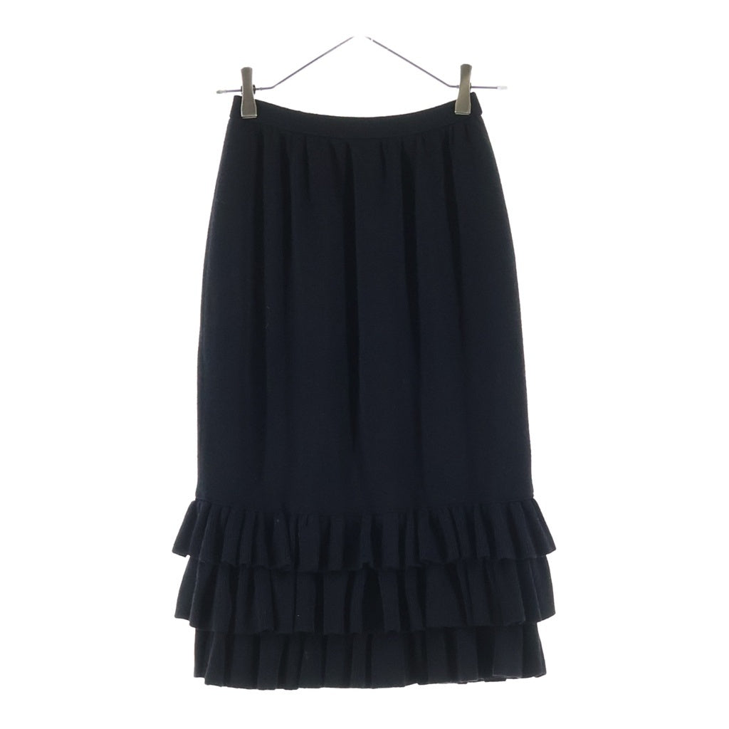 Christian Dior(クリスチャンディオール) フリルデザインウールニットスカート ブラック #M レディース