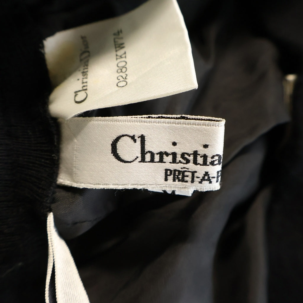 Christian Dior(クリスチャンディオール) フリルデザインウールニットスカート ブラック #M レディース