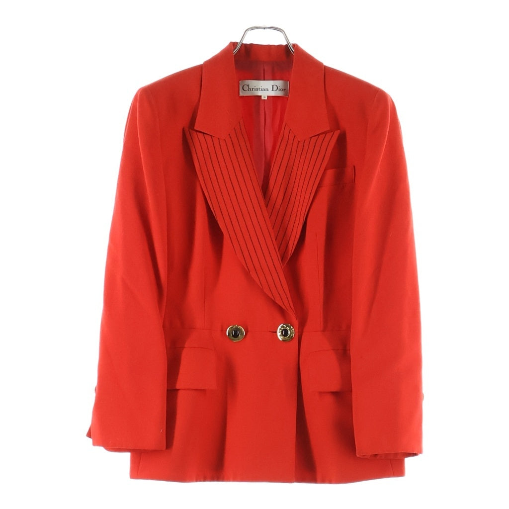 Christian Dior(クリスチャンディオール) ゴールドボタン ピークドラペルジャケット レッド #L レディース