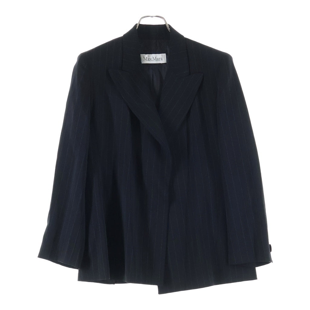 Max Mara(マックスマーラ) ピークドラペル ストライプ テーラードジャケット ブラック #38 レディース