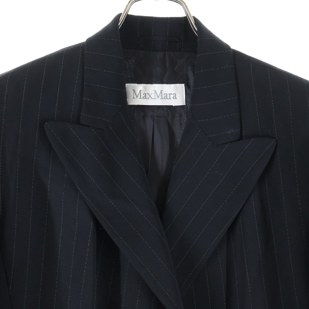 Max Mara(マックスマーラ) ピークドラペル ストライプ テーラードジャケット ブラック #38 レディース