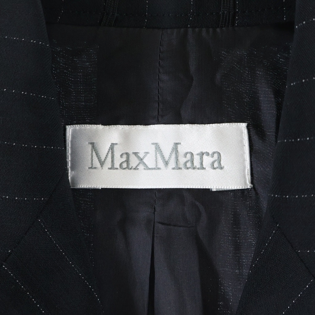 Max Mara(マックスマーラ) ピークドラペル ストライプ テーラードジャケット ブラック #38 レディース