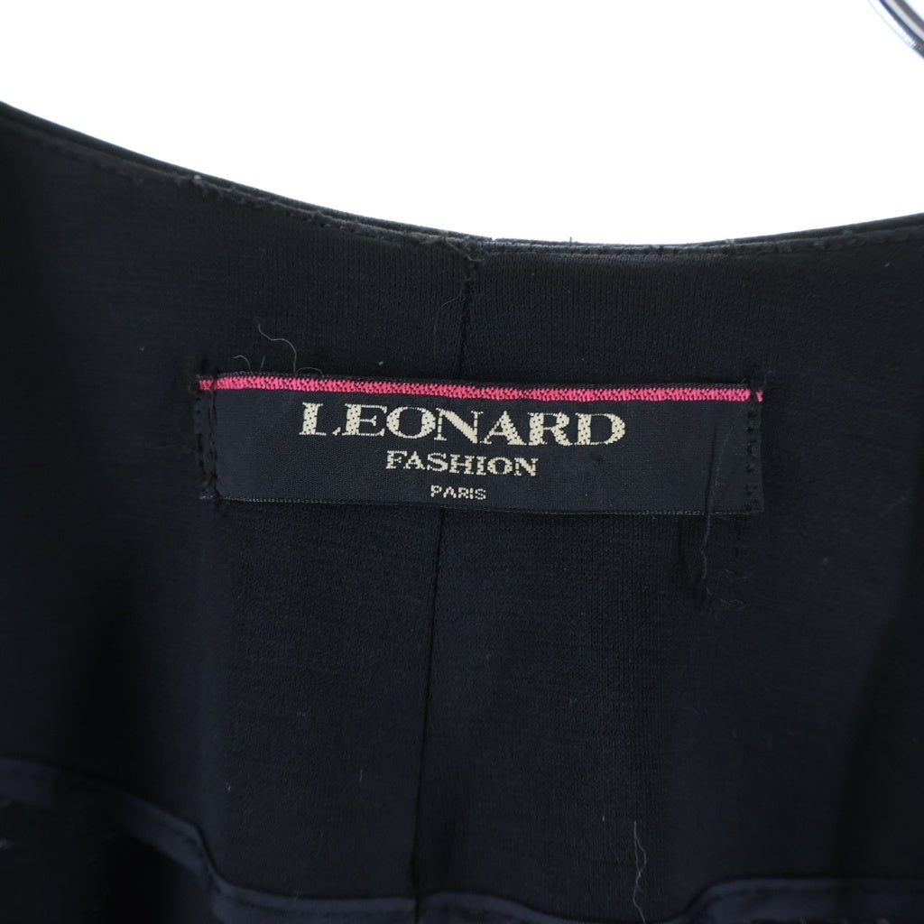 LEONARD(レオナール) コンチョボタン ノーカラージャケット ネイビー #13AR レディース