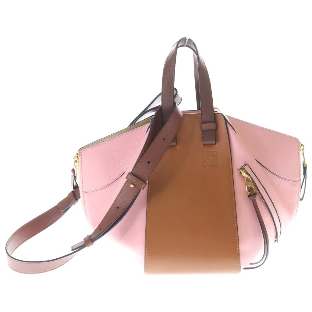 LOEWE(ロエベ) ハンモック スモール レザー 2WAY ハンド ショルダーバッグ ゴールド金具 ブラウン/ピンク レディース