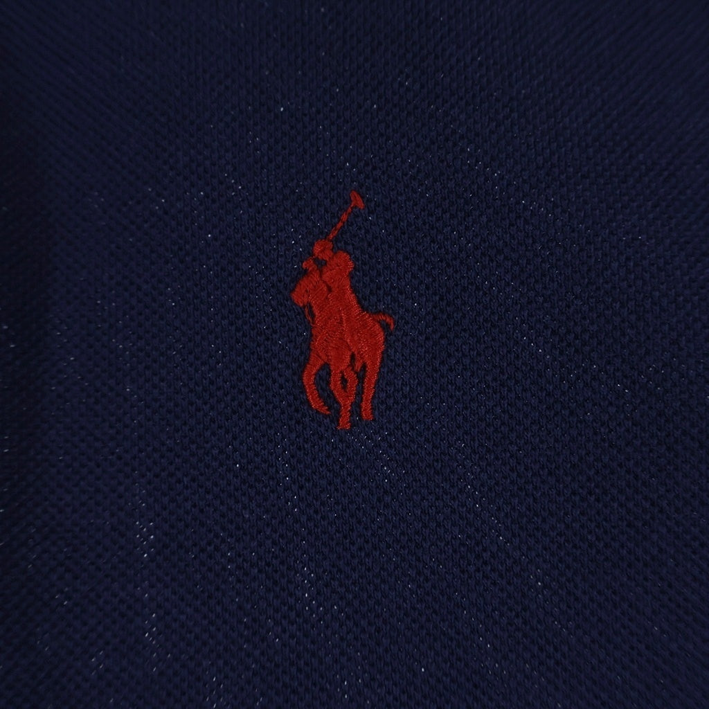 POLO RALPH LAUREN(ポロラルフローレン) ワンポイントロゴ刺繍 半袖ポロシャツ ワンピース カットソー ネイビー レディース