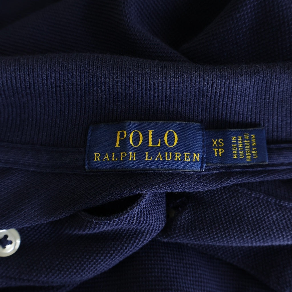 POLO RALPH LAUREN(ポロラルフローレン) ワンポイントロゴ刺繍 半袖ポロシャツ ワンピース カットソー ネイビー レディース