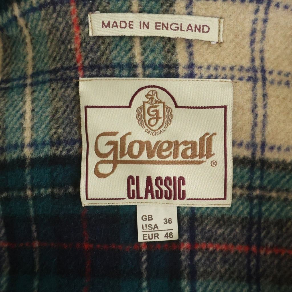 GLOVERALL(グローバーオール) 裏地チェック総柄 ウール フーデッド ダッフル ロングコート ベージュ