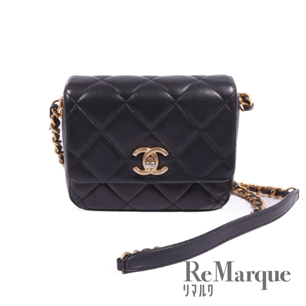 CHANEL(シャネル) ミニマトラッセ シングルフラップ シングルチェーンショルダーバッグ ブラック ラムスキン AS2733 ショルダーバッグ