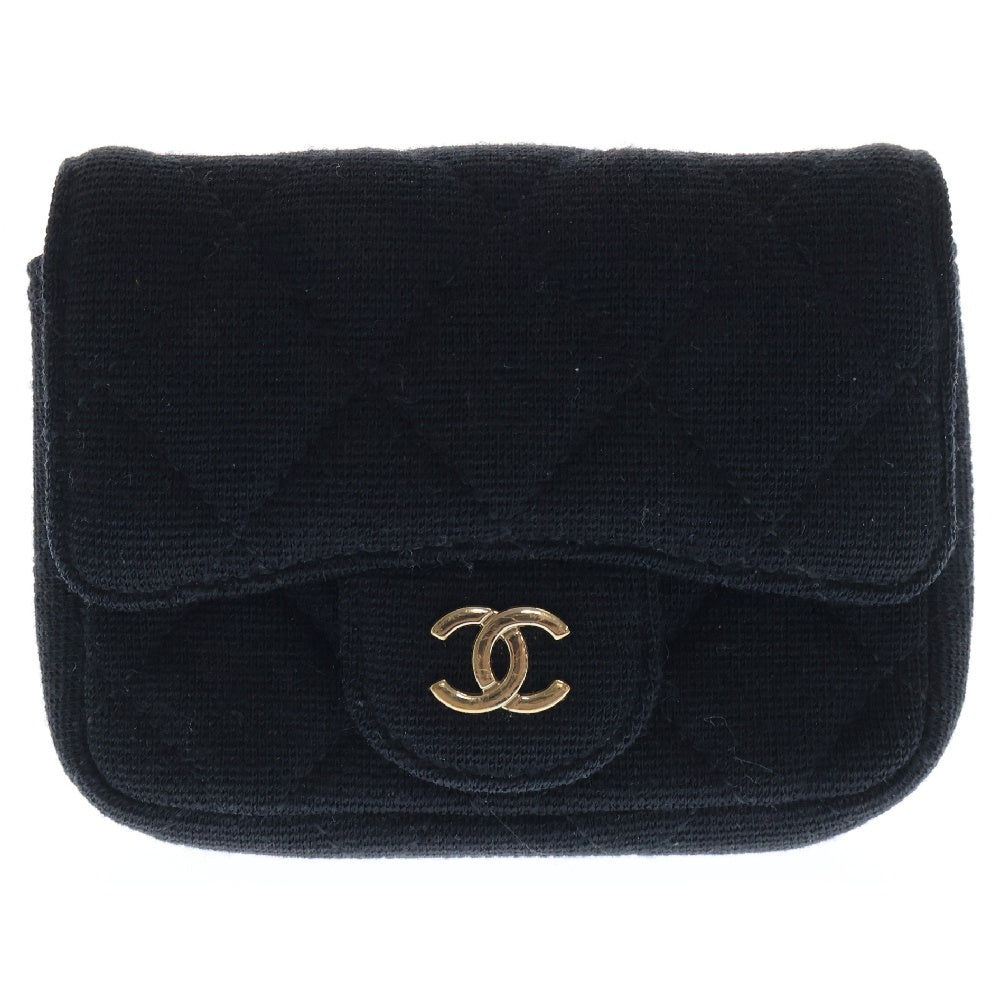 CHANEL(シャネル) ミニミニマトラッセ Sシングルフラップ シングルチェーンショルダー コットン ゴールド金具 ブラック ポーチ AP2623