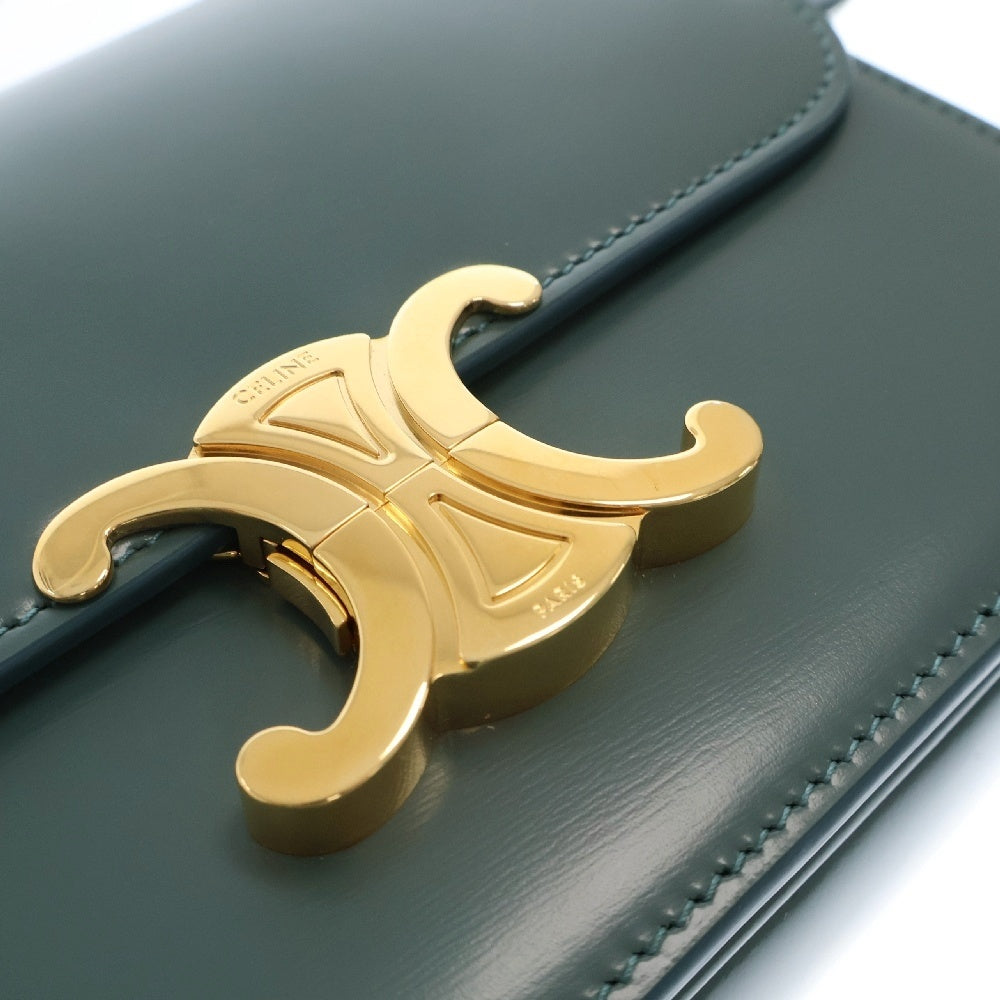 CELINE(セリーヌ) トリオンフ ティーン ショルダーバッグ グリーン レザー ゴールド金具