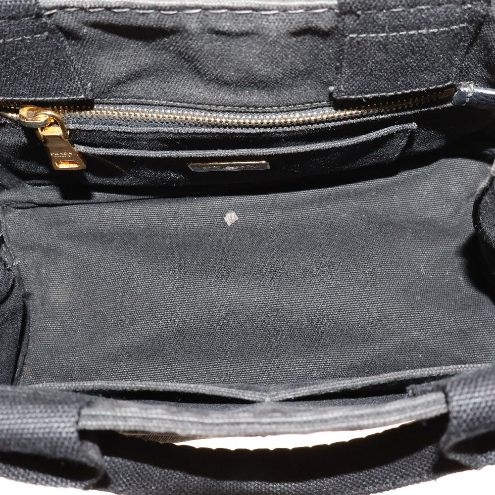 PRADA(プラダ) カナパ ミニ ハンドバッグ ブラック キャンバス トライアングルロゴ