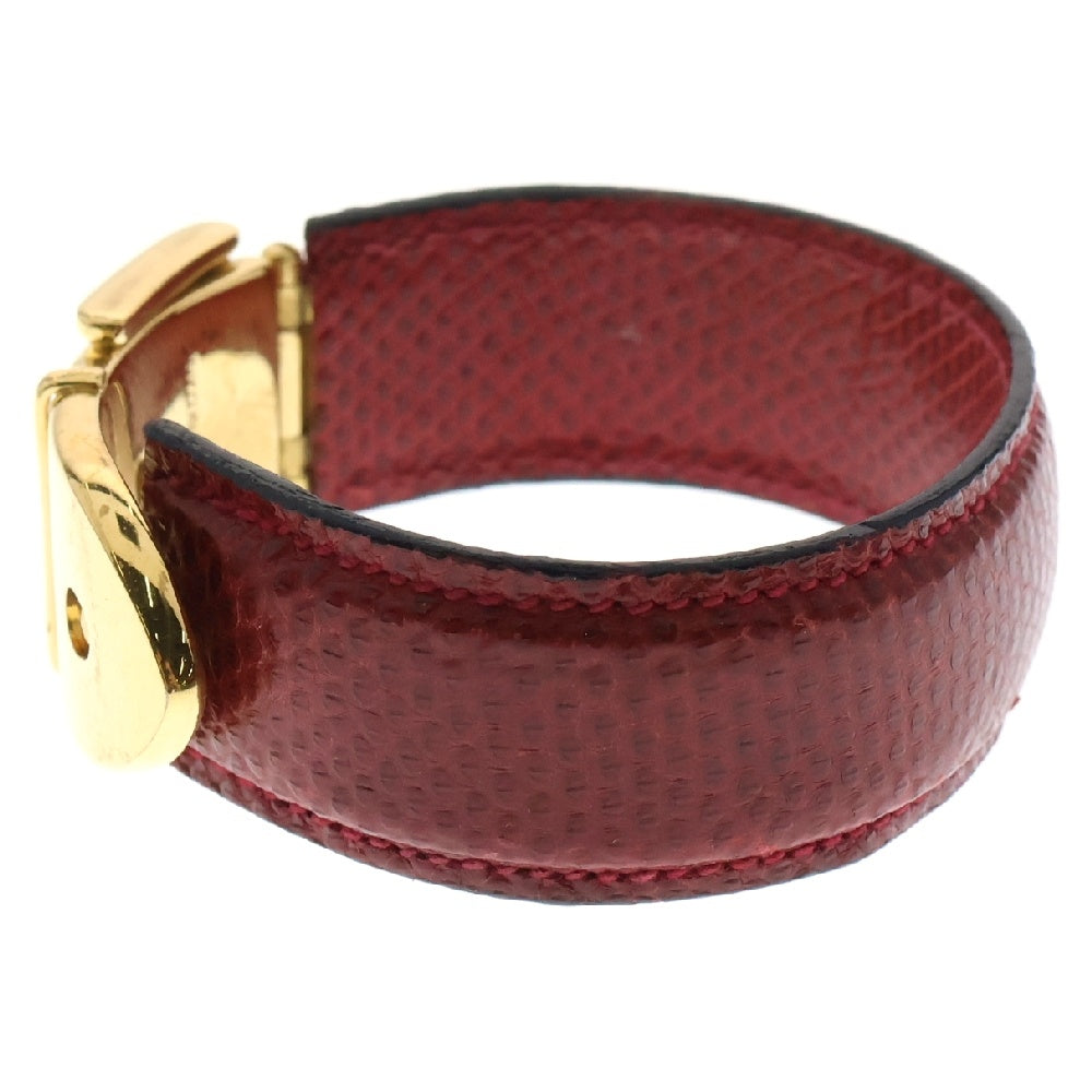 GUCCI(グッチ) バックルモチーフ レザーバングル ブレスレット レッド×ゴールド