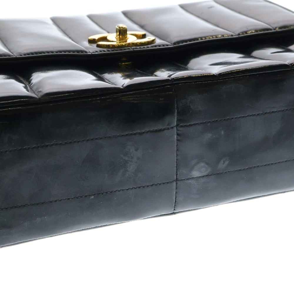 CHANEL(シャネル) マドモアゼル Wチェーンショルダーバッグ ハンドバッグ ブラック パテント GD金具 シリアル不鮮明