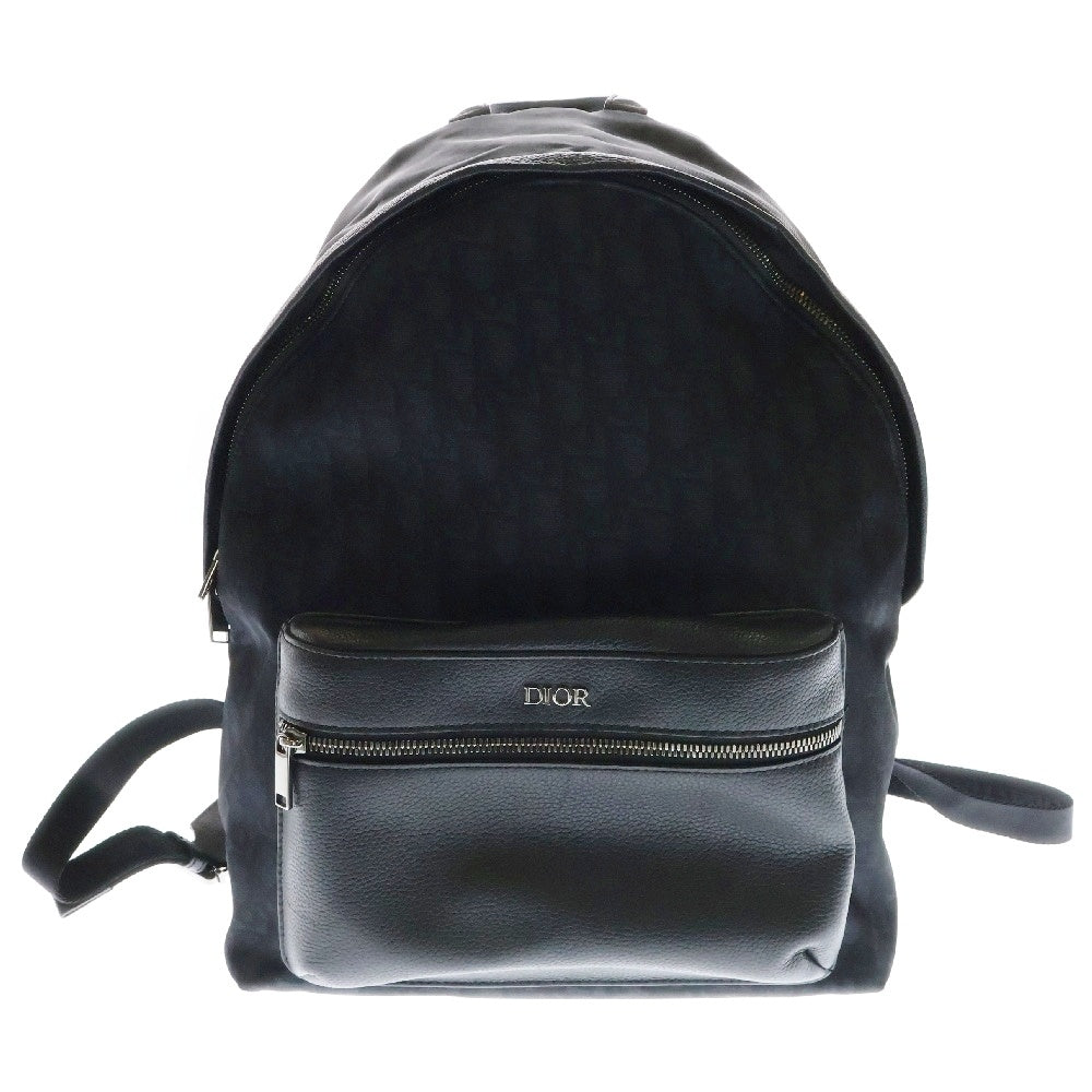 Christian Dior(クリスチャンディオール) オブリーク バックパック ブラック レザー×ナイロン リュックサック