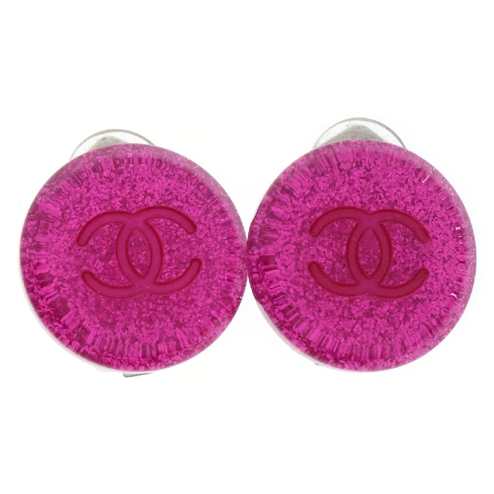 CHANEL(シャネル) ココマーク ラメ イヤリング ピンク レジン アクセサリー 00A